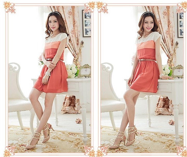 Dress DS3491 Red + Belt