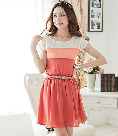 Dress DS3491 Red + Belt