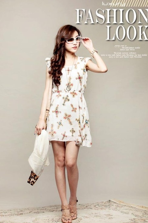 Dress DS3518 Beige