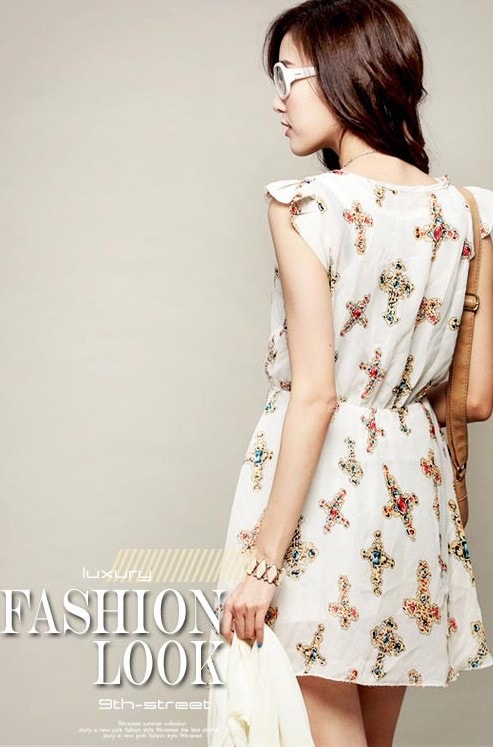 Dress DS3518 Beige