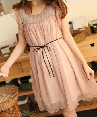 Dress DS3567 Brown + Belt