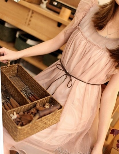 Dress DS3567 Brown + Belt