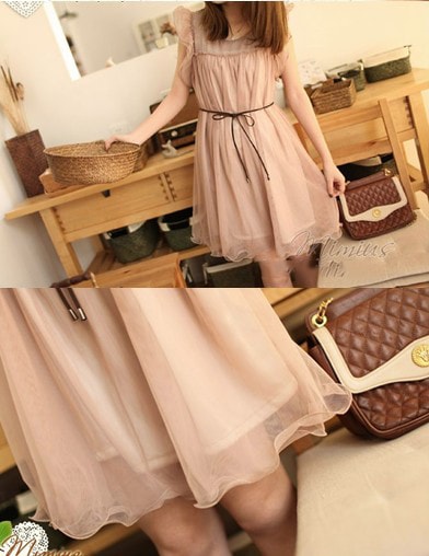 Dress DS3567 Brown + Belt