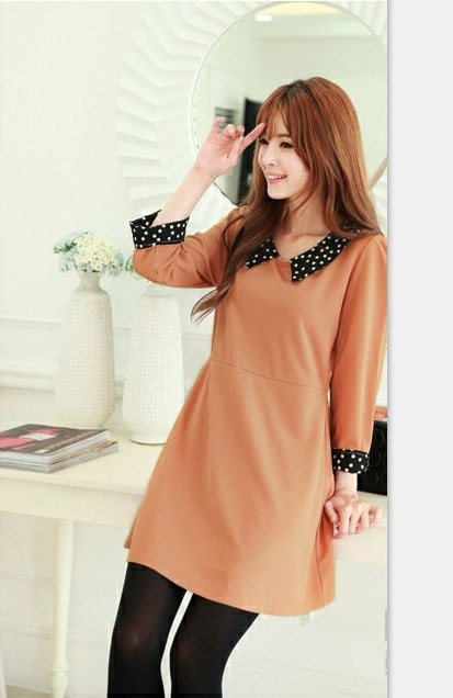 Dress DS3596 Brown