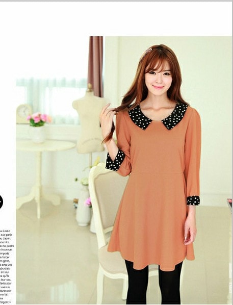 Dress DS3596 Brown