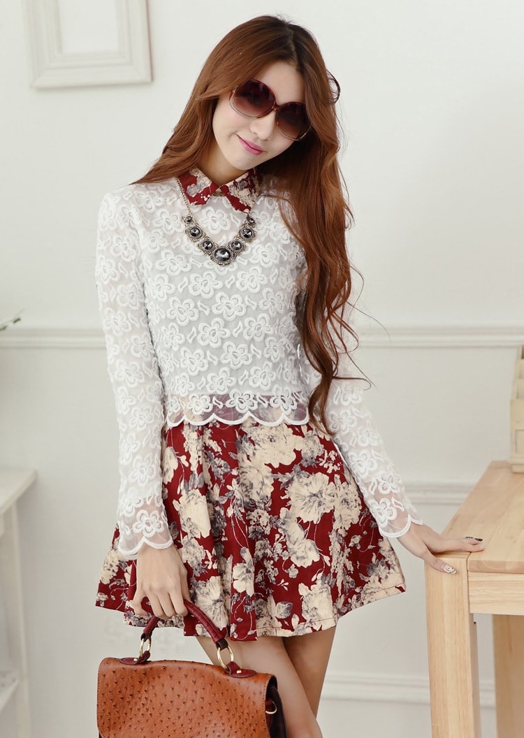 Lace Dress DS3678 Rose Red