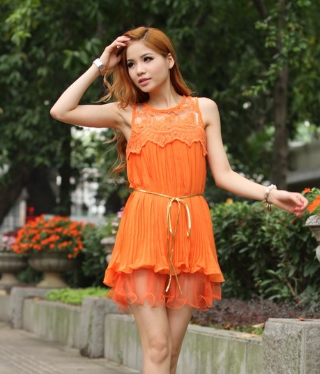 Dress DS3680 Orange