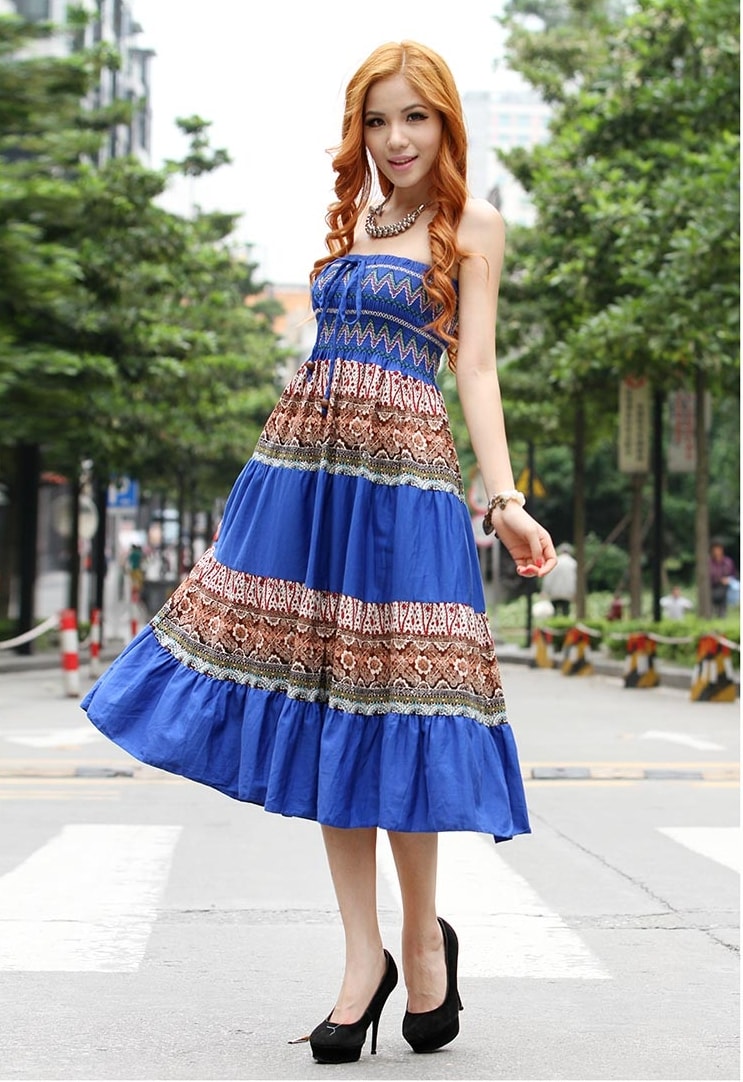 Batik Long Dress DS3700 Blue