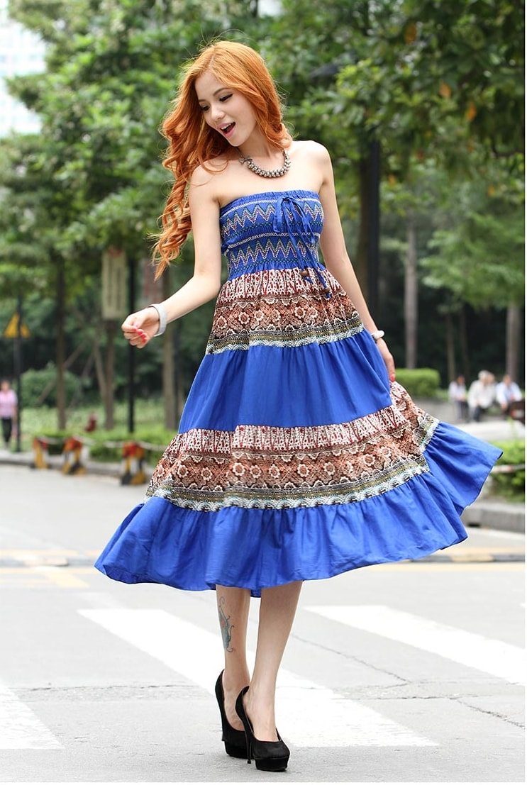 Batik Long Dress DS3700 Blue