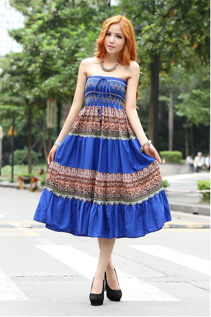 Batik Long Dress DS3700 Blue