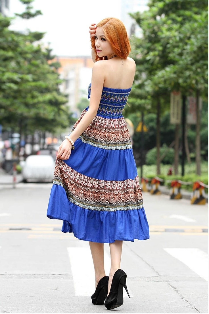 Batik Long Dress DS3700 Blue