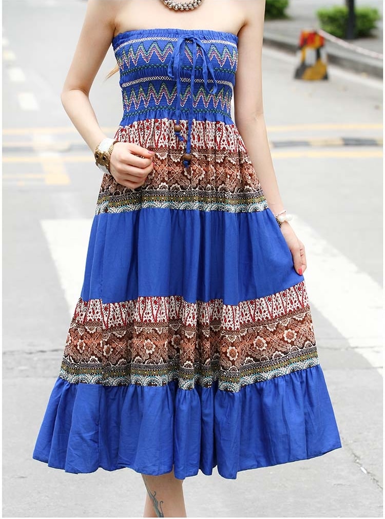 Batik Long Dress DS3700 Blue