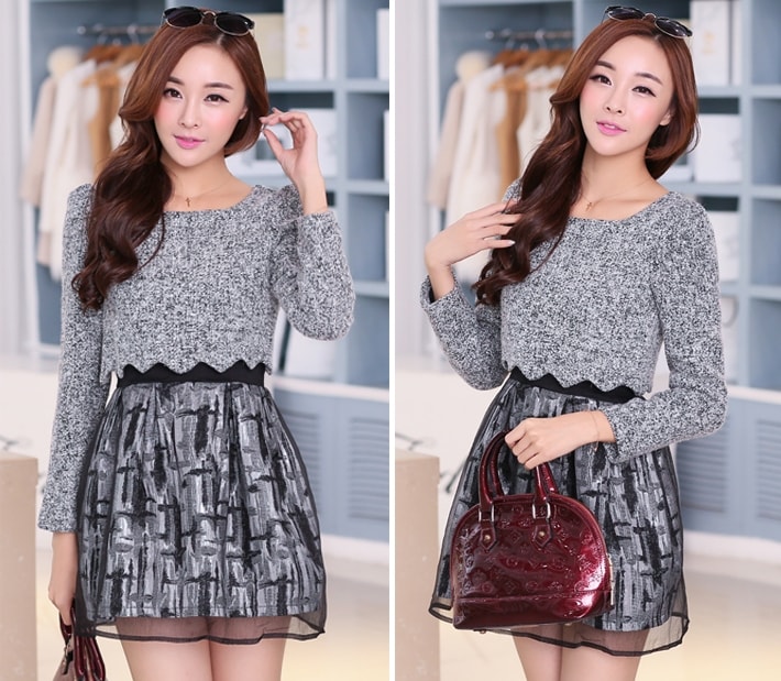 Organza Dress DS3718 Gray