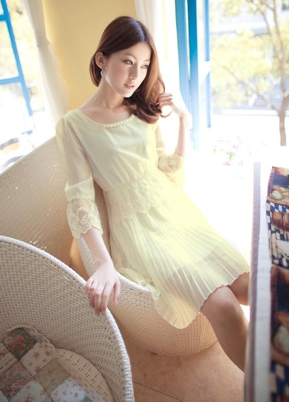 Chiffon Dress DS3725 Beige