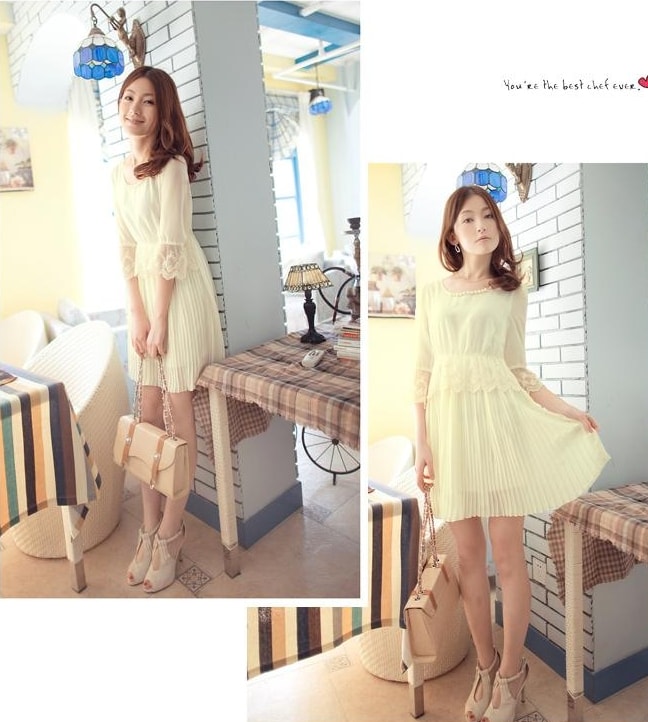 Chiffon Dress DS3725 Beige