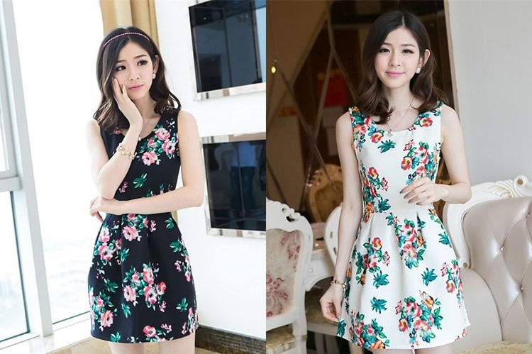 Flower Dress DS3755 Black