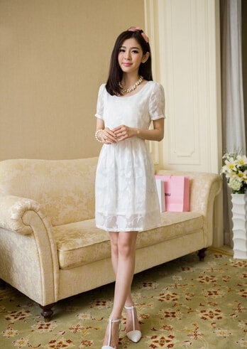 Jacquard Dress DS3762 White