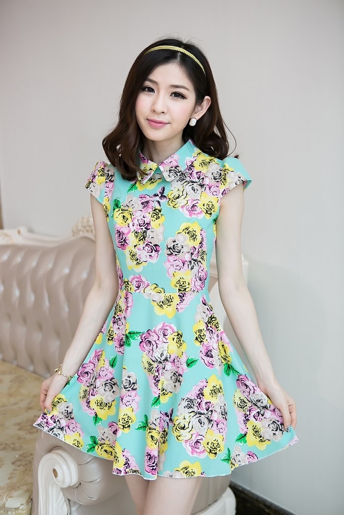 Floral Dress DS3777 Green