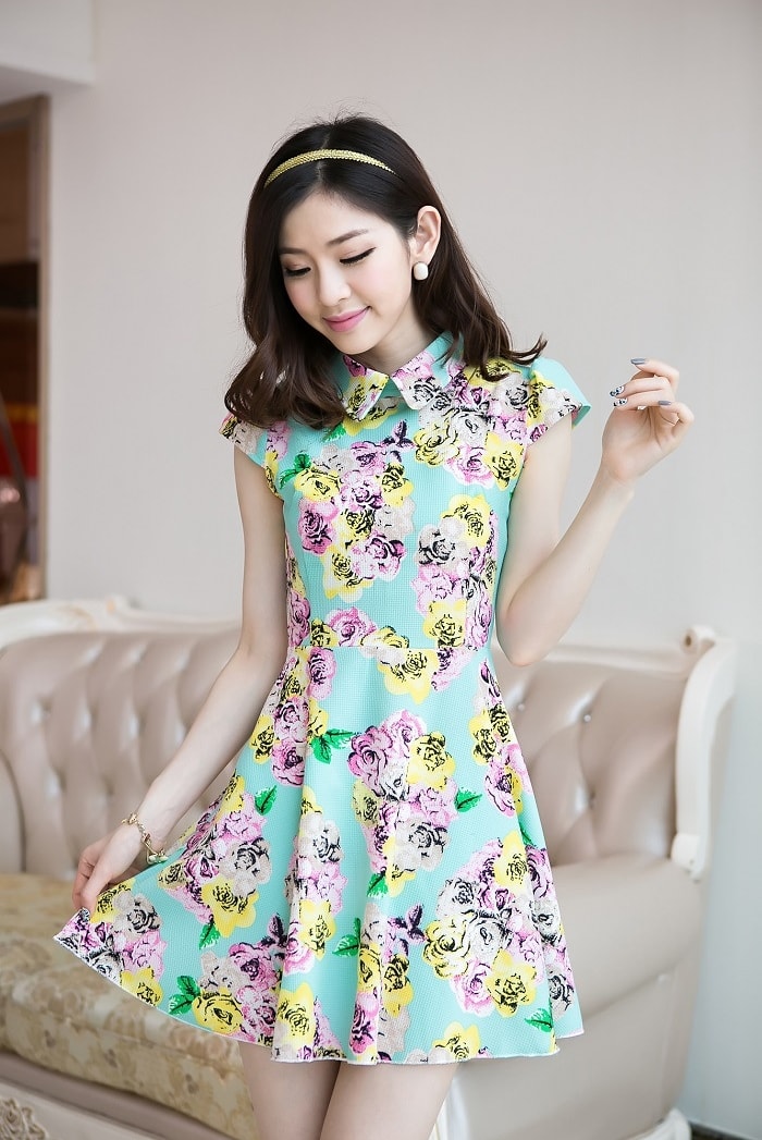 Floral Dress DS3777 Green