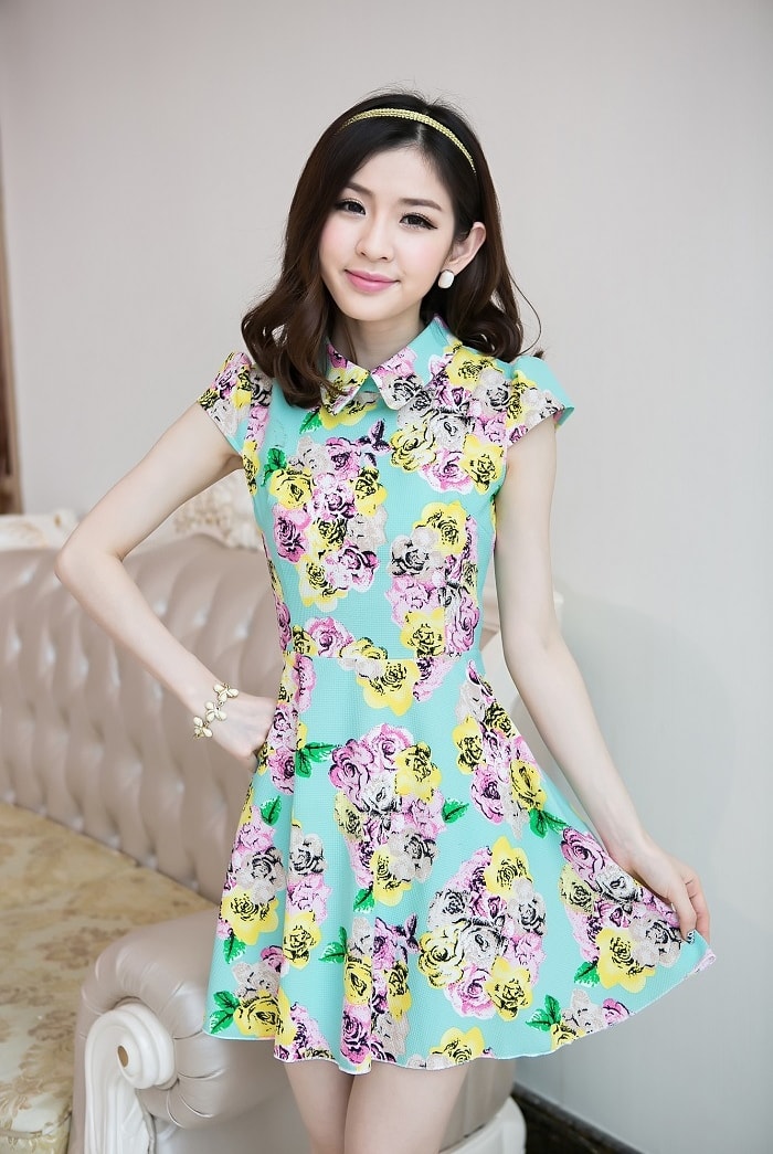 Floral Dress DS3777 Green