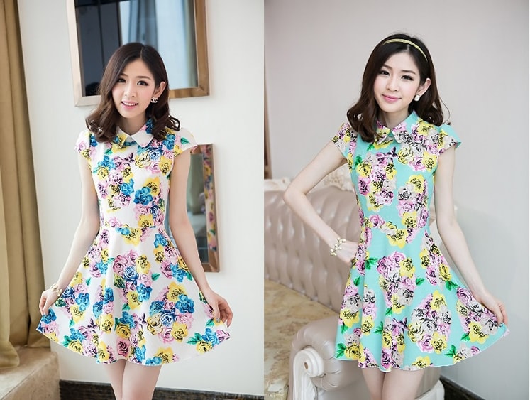 Floral Dress DS3777 Green