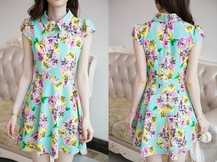 Floral Dress DS3777 Green