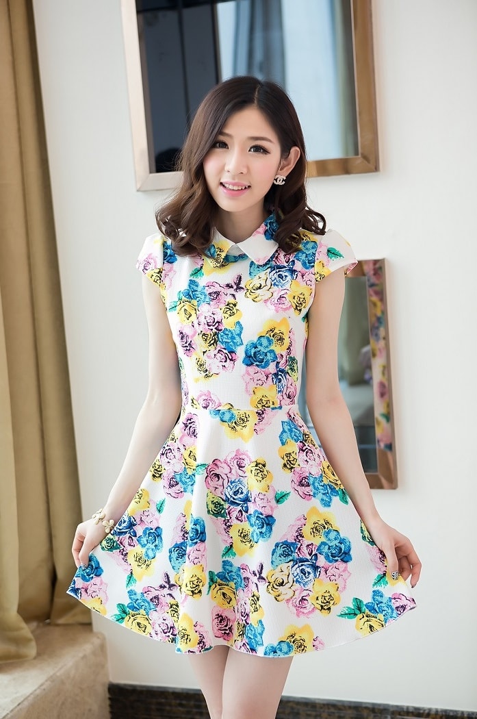 Floral Dress DS3778 White