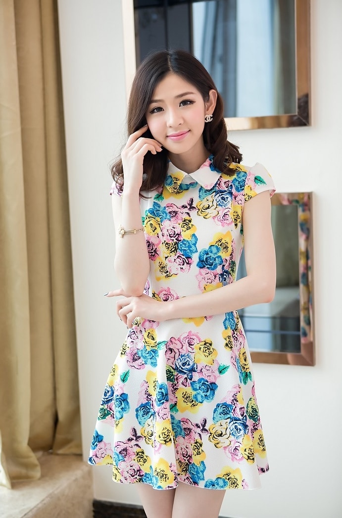 Floral Dress DS3778 White