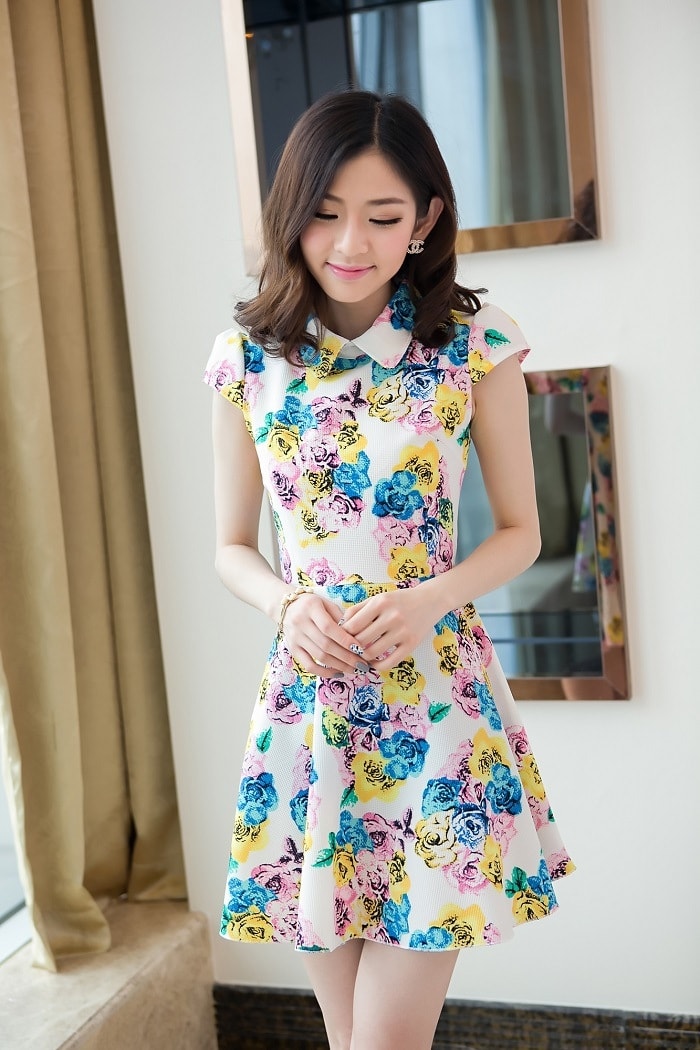 Floral Dress DS3778 White