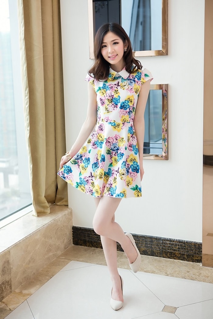 Floral Dress DS3778 White