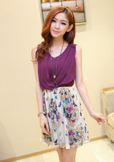 Chiffon Dress DS3786 Purple