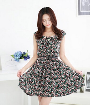 Floral Dress DS3789 Black