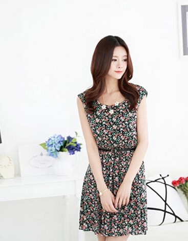 Floral Dress DS3789 Black