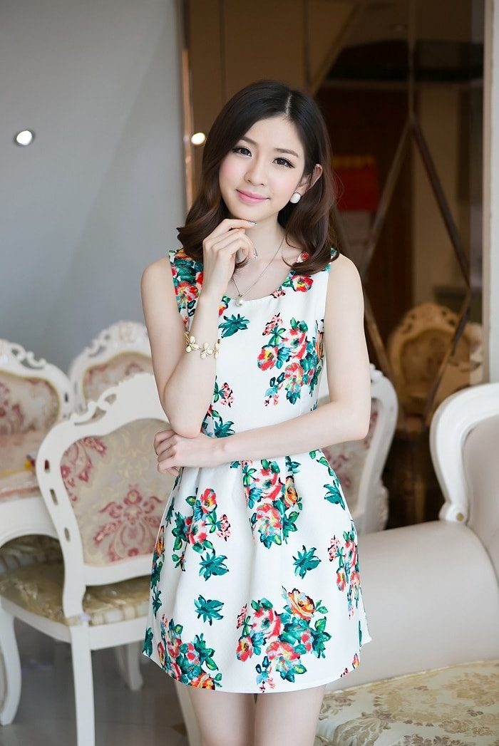 Flower Dress DS3790 White