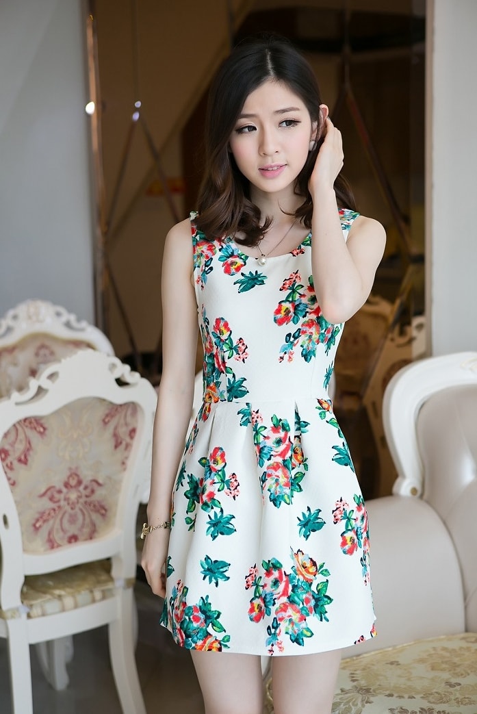 Flower Dress DS3790 White