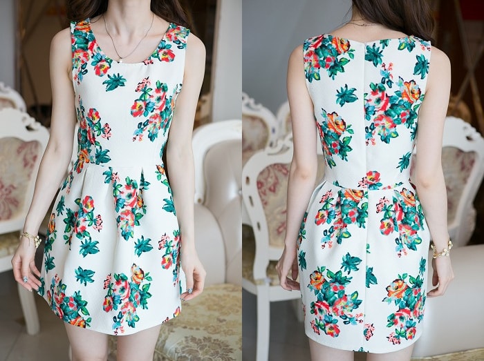 Flower Dress DS3790 White