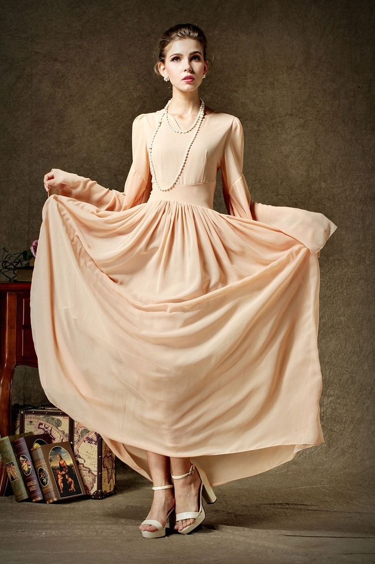 Long Dress DS3837 Beige