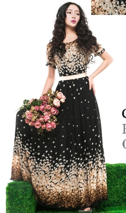 Chiffon Long Dress DS3839 Black