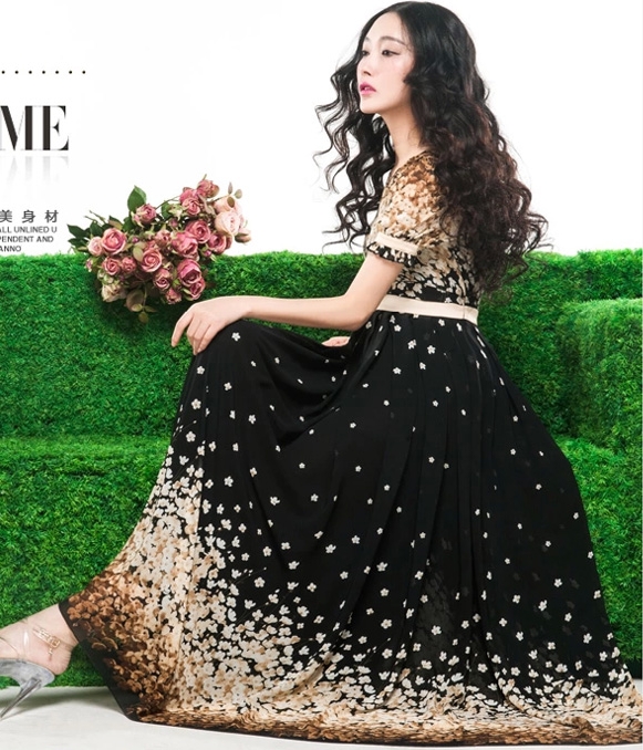 Chiffon Long Dress DS3839 Black