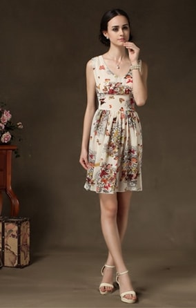 Chiffon Dress DS3841 Beige