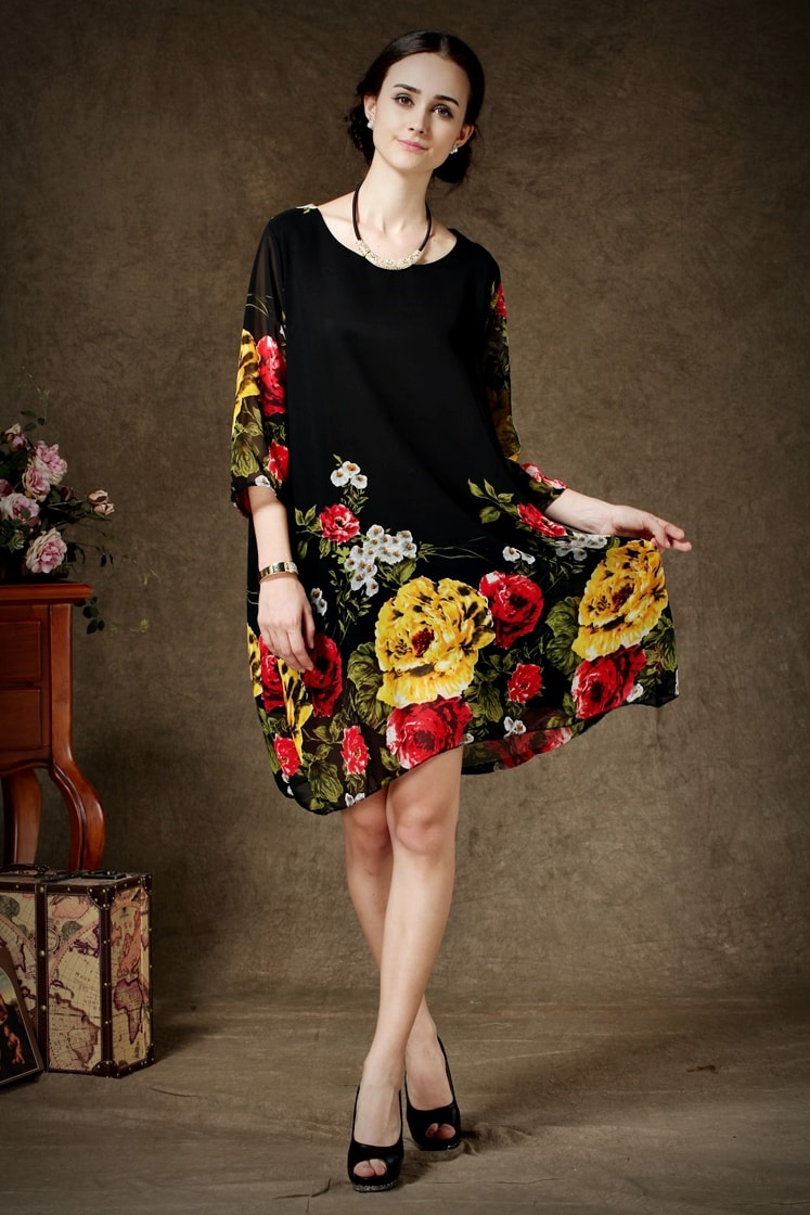 Chiffon Dress DS3843 Black