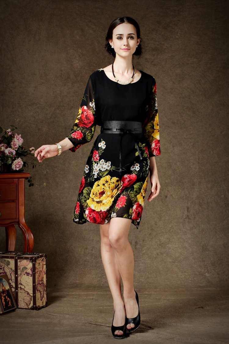 Chiffon Dress DS3843 Black