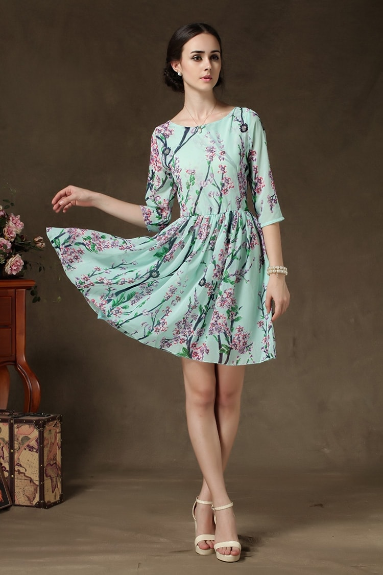 Chiffon Dress DS3845 Green