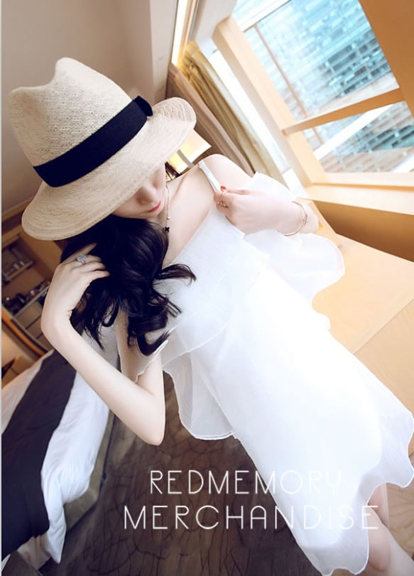 Organza Flounced Dress DS3847 White