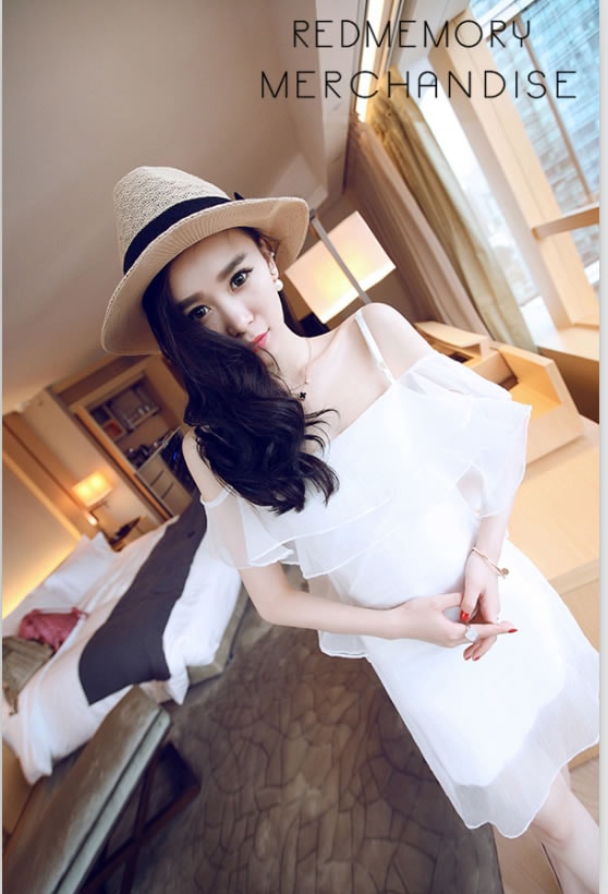 Organza Flounced Dress DS3847 White