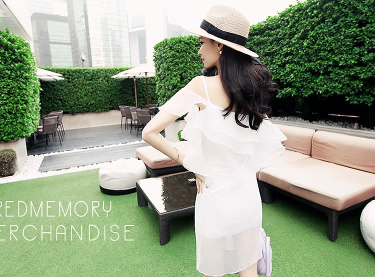 Organza Flounced Dress DS3847 White