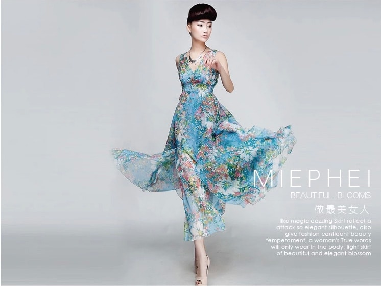 Chiffon Long Dress DS3852 Blue