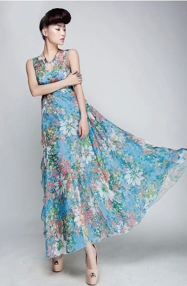 Chiffon Long Dress DS3852 Blue