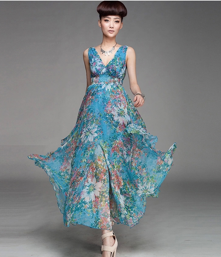 Chiffon Long Dress DS3852 Blue