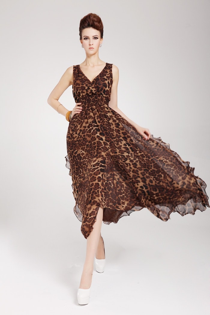 Chiffon Long Dress DS3854 Brown